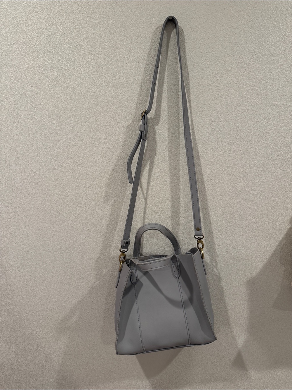 Minimalist Light Gray Crossbody Bag with Top Handle